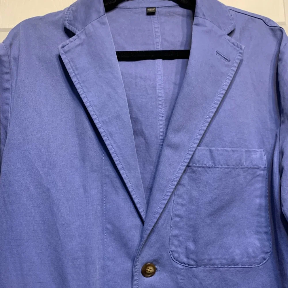 J.Crew Ludlow Slim Blazer Mens 36R Navy Blue Cotton Linen Somelos Unstructured